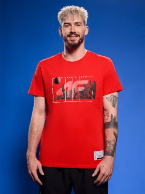 4F T-shirt regular z nadrukiem siatkarskim męski - czerwony L