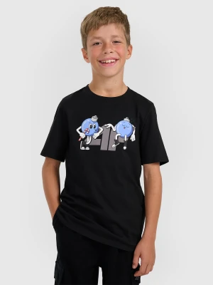 4F T-shirt regular z nadrukiem świątecznym chłopięcy - czarny 152 (11-12 lat)