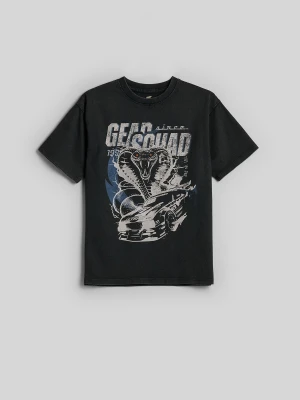 4F T-shirt relaxed z nadrukiem chłopięcy - szary 146 (10-11 lat)