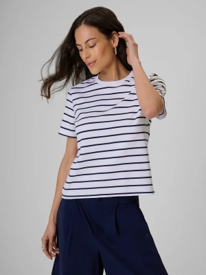 4F T-shirt relaxed z nadrukiem damski - biały M
