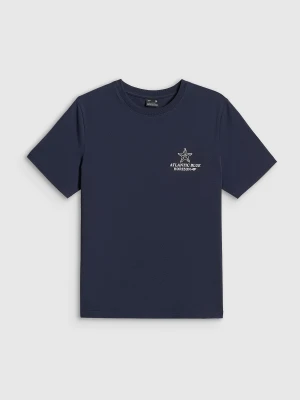 4F T-shirt relaxed z nadrukiem damski - granatowy M