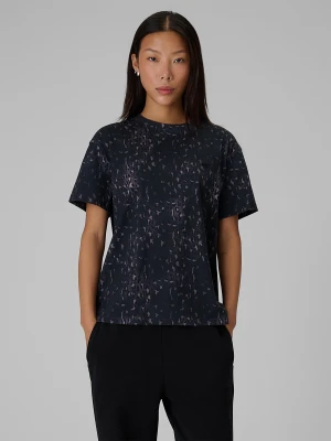 4F T-shirt relaxed z nadrukiem damski - szary XS