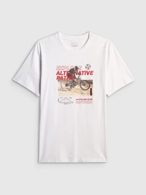 4F T-shirt relaxed z nadrukiem męski - biały S