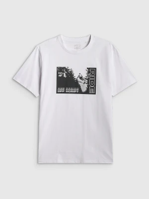 4F T-shirt relaxed z nadrukiem męski - biały M