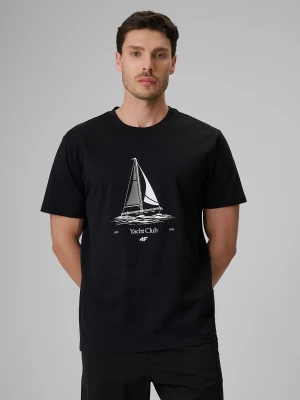 4F T-shirt relaxed z nadrukiem męski - czarny L