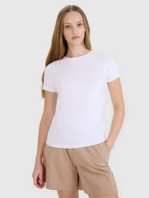 4F T-shirt slim gładki damski (2-pack) - biały XS