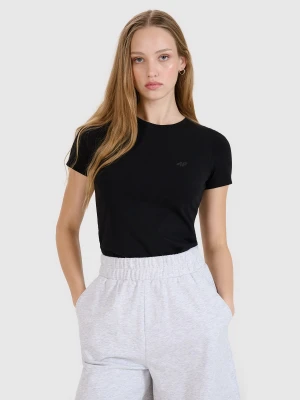 4F T-shirt slim gładki damski (2-pack) - czarny XL