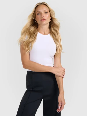 4F T-shirt slim gładki damski - biały XL