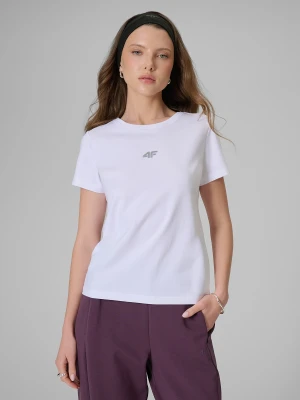 Zdjęcie produktu 4F T-shirt slim gładki damski - biały L