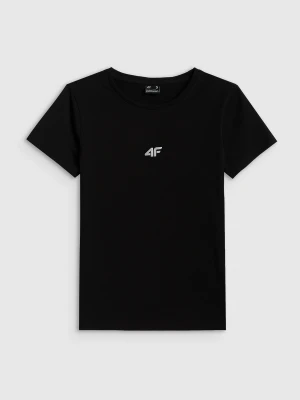 4F T-shirt slim gładki damski - czarny L