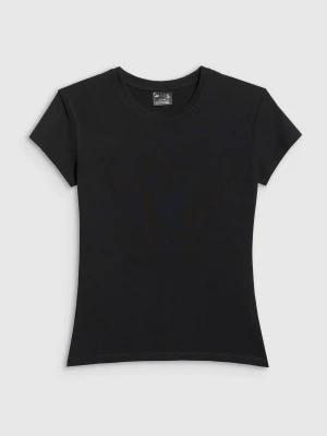 4F T-shirt slim gładki damski - czarny L