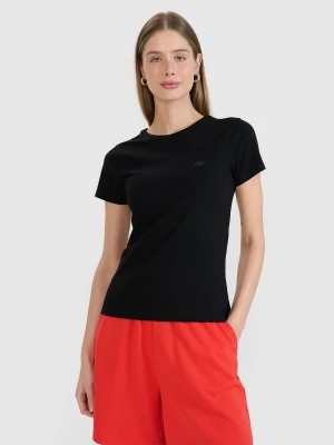 4F T-shirt slim gładki damski - czarny XXL