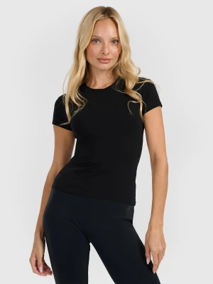 4F T-shirt slim gładki damski - czarny XL