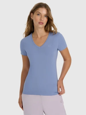 4F T-shirt slim gładki damski - granatowy M