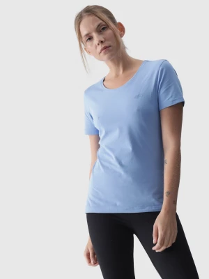 4F T-shirt slim gładki damski - niebieski S