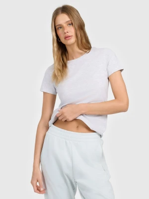 4F T-shirt slim gładki damski - szary XL