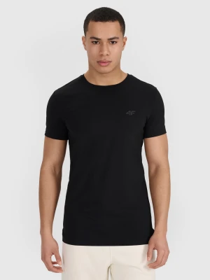 4F T-shirt slim gładki męski (2-pack) - czarny M
