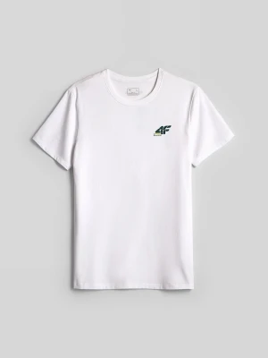 4F T-shirt slim gładki męski - biały L