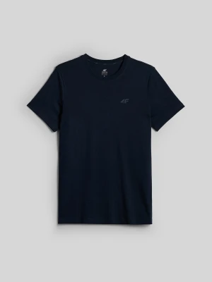 4F T-shirt slim gładki męski - granatowy S