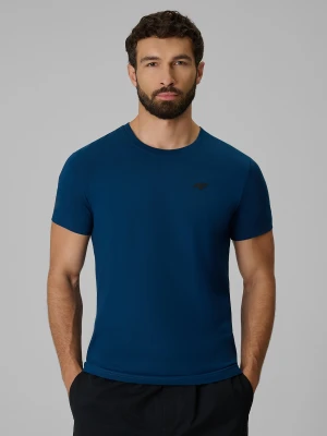 4F T-shirt slim gładki męski - szary XL Granatowy
