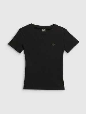 4F T-shirt slim prążkowany damski - czarny L