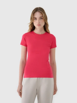 4F T-shirt slim z modalem damski - różowy S