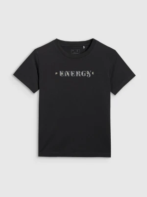 4F T-shirt slim z nadrukiem damski - czarny L