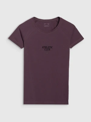4F T-shirt slim z nadrukiem damski - fioletowy XL