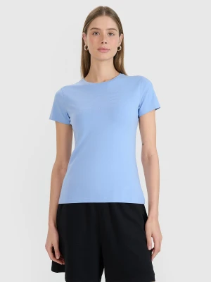 4F T-shirt slim z nadrukiem damski - granatowy XL