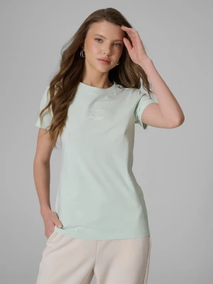 4F T-shirt slim z nadrukiem damski - miętowy XXL