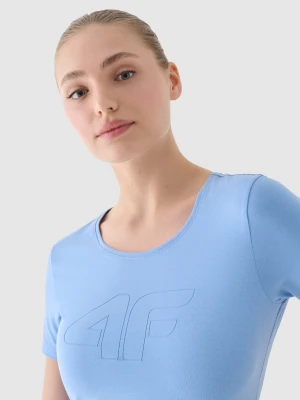 4F T-shirt slim z nadrukiem damski - niebieski XL