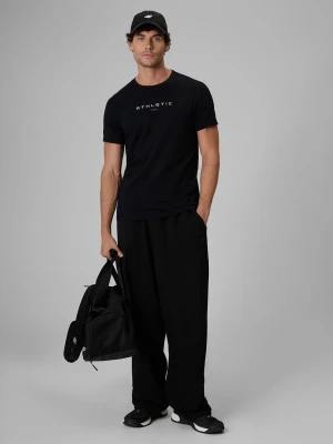 4F T-shirt slim z nadrukiem męski - czarny L