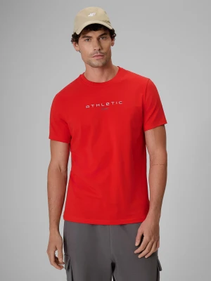 4F T-shirt slim z nadrukiem męski - czerwony L