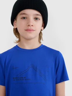 4F T-shirt trekkingowy szybkoschnący chłopięcy - niebieski 122/128 (6-8 lat)