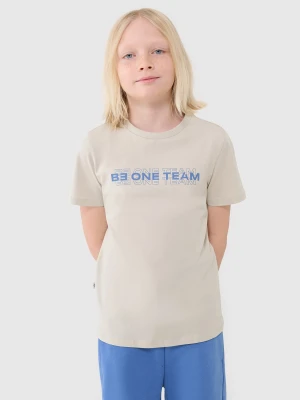 4F T-shirt z nadrukiem chłopięcy - beżowy 122 (6-7 lat)