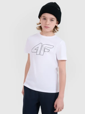 4F T-shirt z nadrukiem chłopięcy - biały 122 (6-7 lat)