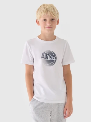 4F T-shirt z nadrukiem chłopięcy - biały 128 (7-8 lat)