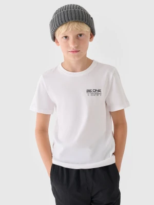 4F T-shirt z nadrukiem chłopięcy - biały 128 (7-8 lat)