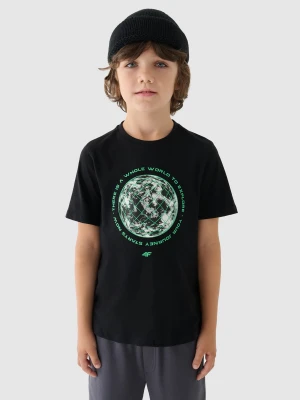 4F T-shirt z nadrukiem chłopięcy - czarny 140 (9-10 lat)
