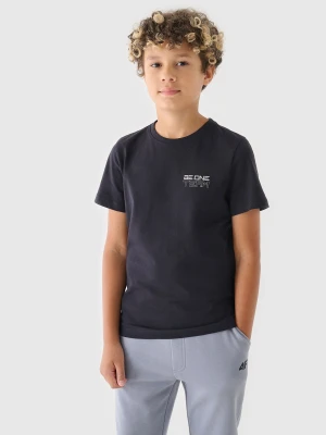4F T-shirt z nadrukiem chłopięcy - czarny 140 (9-10 lat)