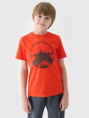 4F T-shirt z nadrukiem chłopięcy - pomarańczowy 140 (9-10 lat)