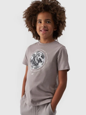 4F T-shirt z nadrukiem chłopięcy - szary 122 (6-7 lat)