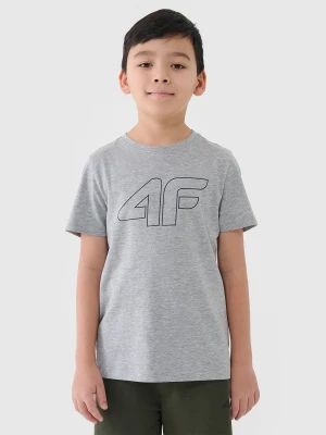 4F T-shirt z nadrukiem chłopięcy - szary 128 (7-8 lat)