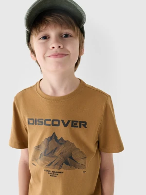 4F T-shirt z nadrukiem chłopięcy - żółty 158 (12-13 lat)