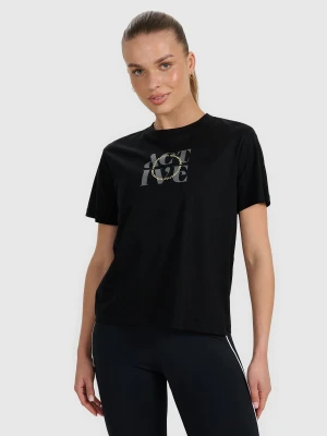 4F T-shirt z nadrukiem damski - czarny XS