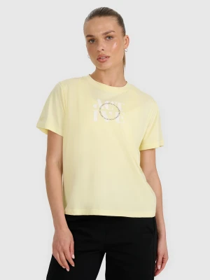 4F T-shirt z nadrukiem damski - żółty S