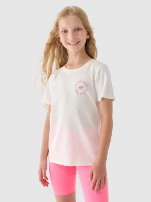 4F T-shirt z nadrukiem dziewczęcy - biały 158 (12-13 lat)