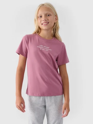 4F T-shirt z nadrukiem dziewczęcy - różowy 152 (11-12 lat)