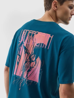 4F T-shirt z nadrukiem męski - morski XXL