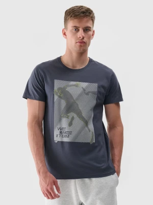 4F T-shirt z nadrukiem regular męski - szary XXL